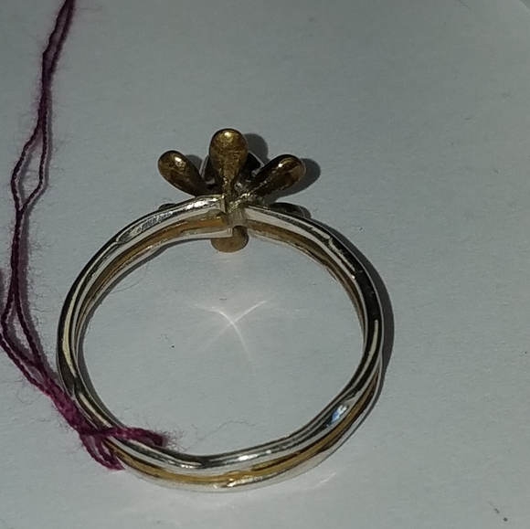 Sterling Silver &brass flower opal ring - Picture 2 of 6